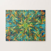 Marbling Art November geel blauwgroen - moeilijk Legpuzzel (Horizontaal)