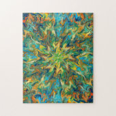 Marbling Art November geel blauwgroen - moeilijk Legpuzzel (Verticaal)