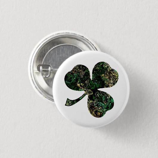 Marbling Black Shamrock Ronde Button 3,2 Cm (Voorkant /achterkant)