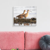 Marbling Godwits bij Blackie Spit Canvas Afdruk (Insitu (Woonkamer))