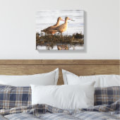 Marbling Godwits bij Blackie Spit Canvas Afdruk (Insitu (Slaapkamer))