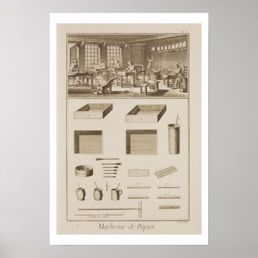 Marbling paper uit de "Encyclopedia" door Denis D Poster (Voorkant)