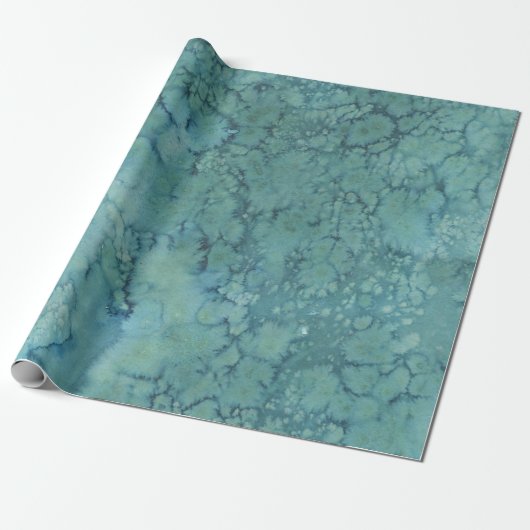 Marbling Turquoise en Navy Cadeaupapier (Uitgerold)