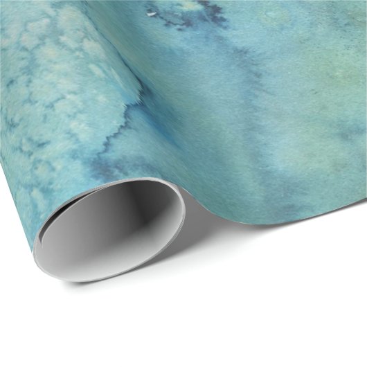 Marbling Turquoise en Navy Cadeaupapier (Rol Hoek)