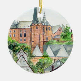 Marburg Altstadt Germany Towncape Acrylic Painting Keramisch Ornament