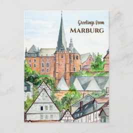 Marburg Altstadt Germany Townscape Painting Briefkaart