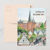Marburg Altstadt Germany Townscape Painting Briefkaart (Voorkant / Achterkant)