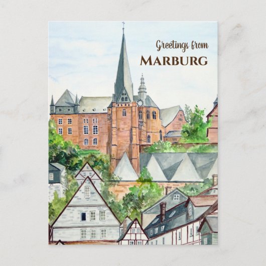 Marburg Altstadt Germany Townscape Painting Briefkaart (Voorkant)