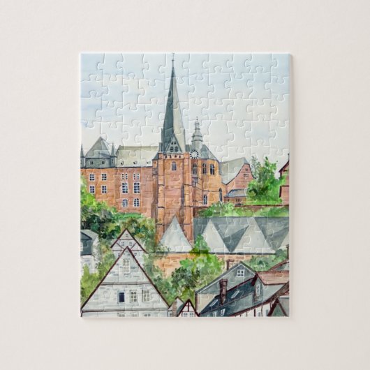 Marburg Altstadt Germany Townscape Painting Legpuzzel (Verticaal)