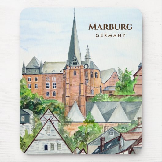 Marburg Altstadt Germany Townscape Painting Muismat (Voorkant)