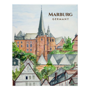 Marburg Altstadt Germany Townscape Painting Perfect Poster