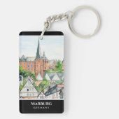Marburg Altstadt Germany Townscape Painting Sleutelhanger (achterkant)