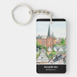 Marburg Altstadt Germany Townscape Painting Sleutelhanger
