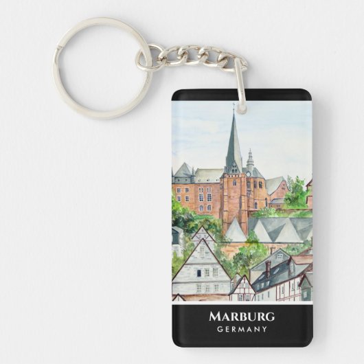 Marburg Altstadt Germany Townscape Painting Sleutelhanger (Voorkant)
