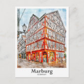 Marburg Duitsland Travel Waterverf Sketch Briefkaart (Voorkant)