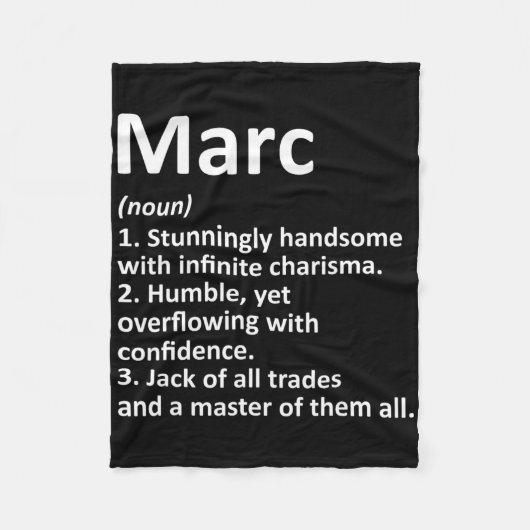 Marc Definitie Persoonlijke Naam Grappige Verjaard Fleece Deken (Voorkant)