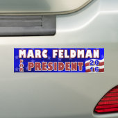 Marc Feldman President 2016 Verkiezingslibertarian Bumpersticker (Op auto)