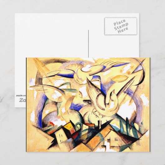 Marc - Vogels boven het dorp Briefkaart (Voorkant / Achterkant)