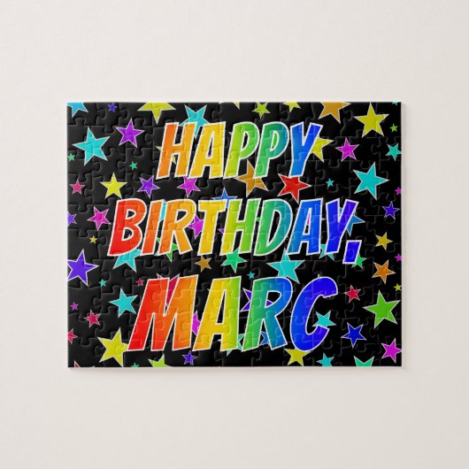 "MARC" Voornaam, geun "HAPPY BIRTHDAY" Legpuzzel (Horizontaal)