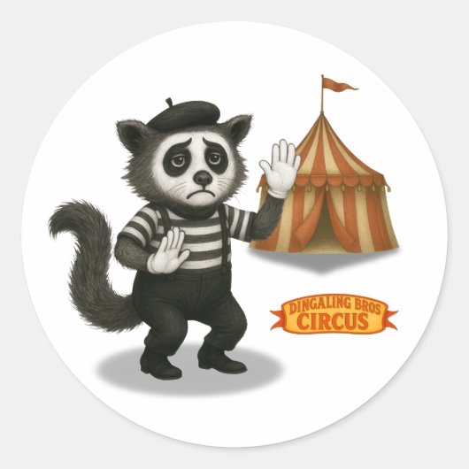 Marcel, civet-mime ronde sticker (Voorkant)