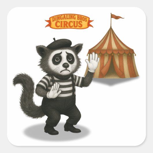 Marcel, civet-mime vierkante sticker (Voorkant)