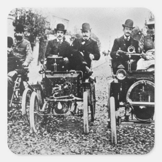 Marcel (d.1903) en Louis (1877-1944) Renault driv Vierkante Sticker (Voorkant)