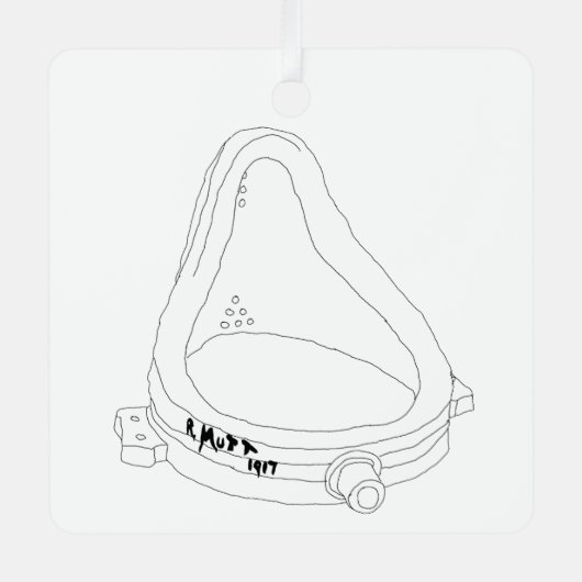 Marcel Duchamp's Fontein R.Mutt 1917 Metalen Ornament (Voorkant)