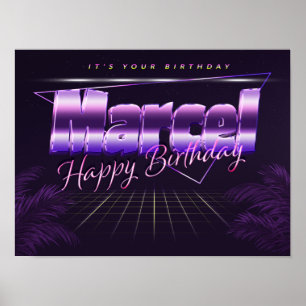 Marcel Name Vorname retro Poster Geburtstag