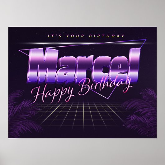 Marcel Name Vorname retro Poster Geburtstag (Voorkant)