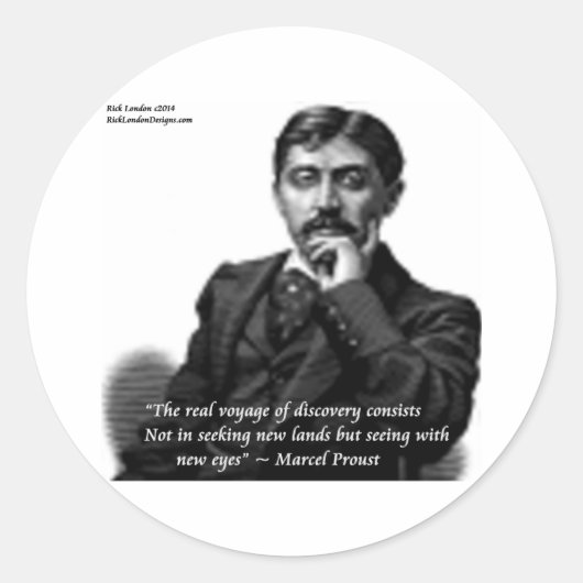 Marcel Proust & beroemd Citaat Ronde Sticker (Voorkant)