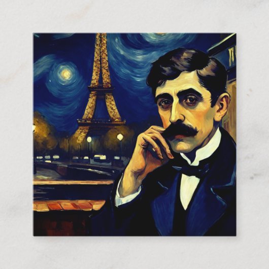 Marcel Proust in Parijs - fantasy art Vierkante Visitekaartje (Voorkant)