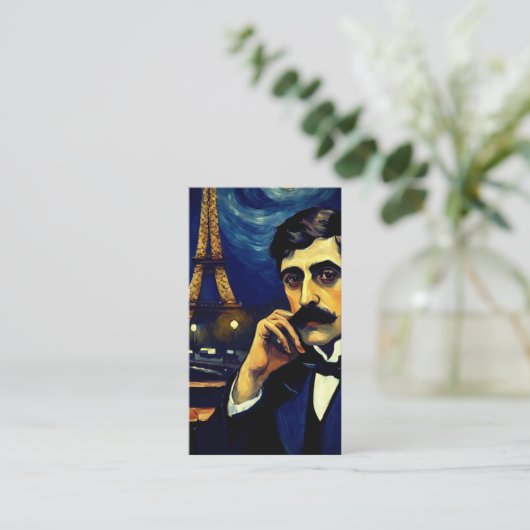 Marcel Proust in Parijs - fantasy art Visitekaartje (Staand voorkant)