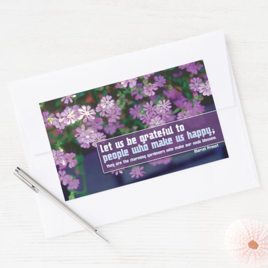 Marcel Proust Inspirerend quote "dankbaar" Rechthoekige Sticker (Envelop)