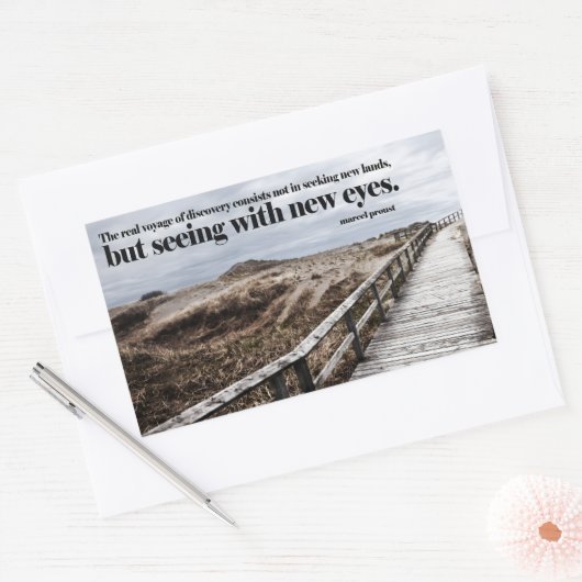 Marcel Proust Inspirerend Quote "New eyes" Rechthoekige Sticker (Envelop)