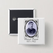 Marcel Proust Vierkante Button 5,1 Cm (Voorkant /achterkant)