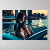 Marcela geniet van een Miami-zonsondergang op het  Poster (Voorkant)