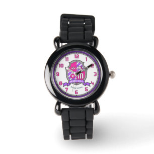 Marcela meisjesnaam die letter M unicorn roze bete Horloge
