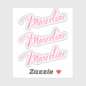 Marceline naam roze cursief x3 sticker (Vel)
