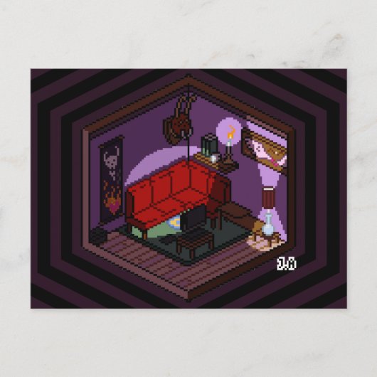Marceline Vampire Dark Living Room Pixel Art Briefkaart (Voorkant)