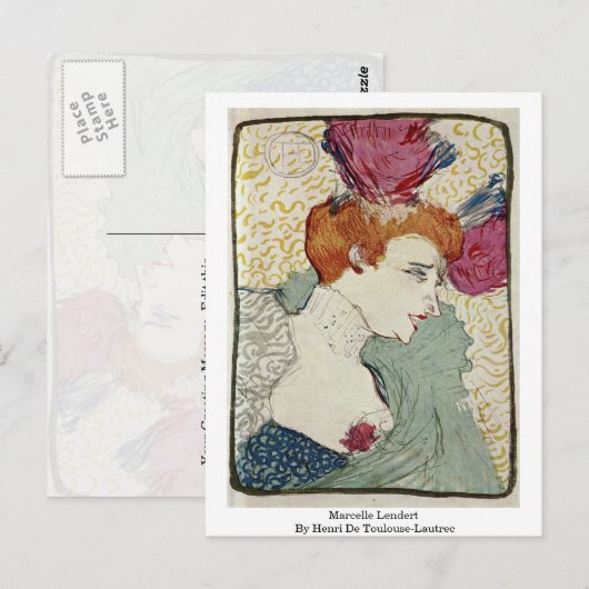 Marcelle Lendert van Henri de Toulouse-Lautrec Briefkaart (Voorkant / Achterkant)