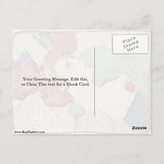 Marcelle Lendert van Henri de Toulouse-Lautrec Briefkaart (Achterkant)