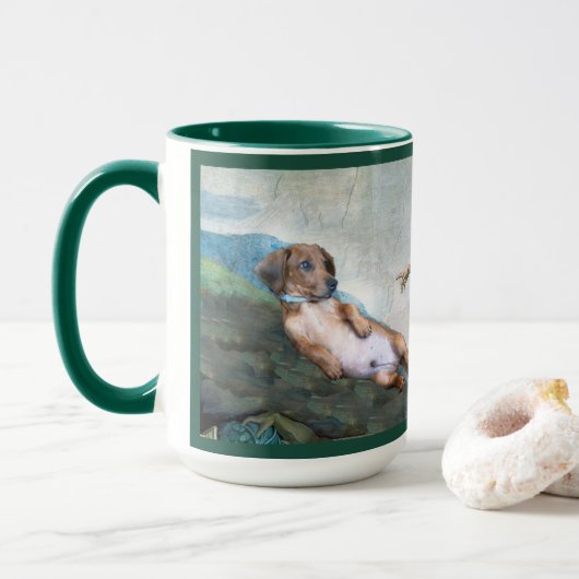 Marcello de creatie van hond 15 oz Art Mok (Met donut)