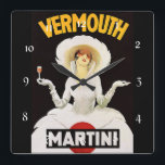Marcello Dudovich Art Deco en "Vermouth" Vierkante Klok<br><div class="desc">Art Deco kwam uit de interoorlogsperiode, toen de snelle industrialisering de cultuur veranderde. Een van de belangrijkste kenmerken is een omhelzing van technologie. De stijl wordt vaak gekarakteriseerd door rijke kleuren, gewaagde geometrische vormen en lavish versiering. Marcello Dudovitsj was een Italiaanse schilder, illustrator en ontwerper van poster in de vroege...</div>