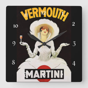 Marcello Dudovich Art Deco en "Vermouth" Vierkante Klok
