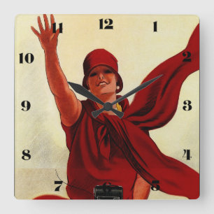 Marcello Dudovich Art Deco “Reclame voor camera's” Vierkante Klok