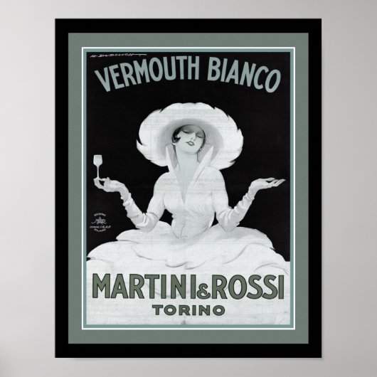 Marcello Dudovich Art Deco Vermouth Bianco Poster (Voorkant)