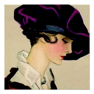 Marcello Dudovich Illustratie “Meisje met paarse h Poster
