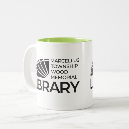 Marcellus Township Wood Memorial Library Coffee Mu Tweekleurige Koffiemok (Voorkant links)