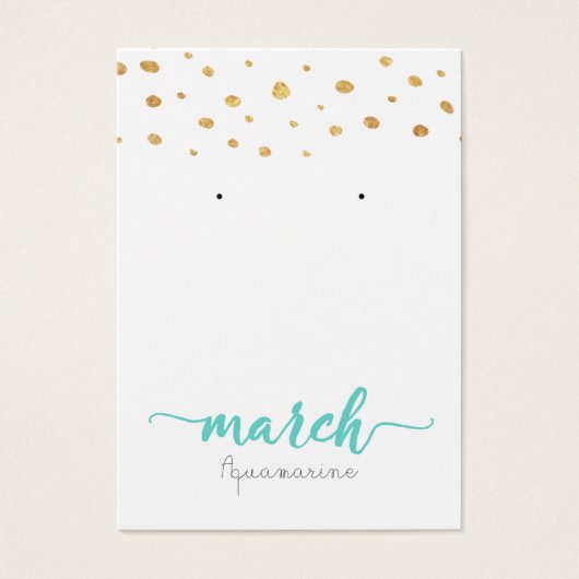 March Aquamarine Birthstone Earring Card Visitekaartje (Voorkant)