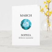 March Aquamarine Personalized Birthday Kaart (Gele Bloem)